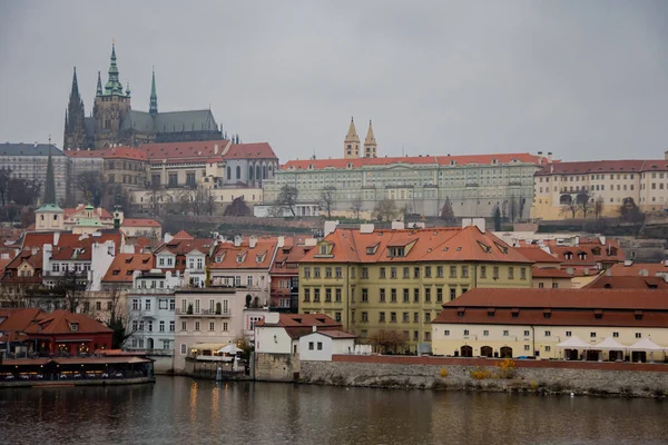 Veduta Del Fiume Moldava Del Castello Praga Una Collina Una — Foto Stock