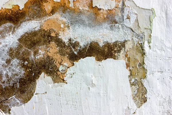 오래 된 무너진 벽. 벽돌 벽. 훼손 된 석고. — 스톡 사진