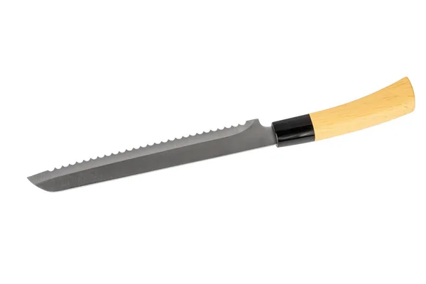 흰 배경에 분리 된 빵 슬라이어. 하얀 배경에 있는 칼 — 스톡 사진