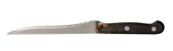Stary nóż kuchenny na białym tle. Złamany nóż odizolowany na biało. — Zdjęcie stockowe