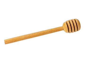 Tahta bal kaşığı. Beyaz arka planda izole edin. Mutfak eşyaları..