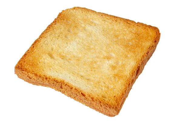 Una rebanada de pan tostado en un plato blanco. Pan tostado. Aislar en blanco. —  Fotos de Stock