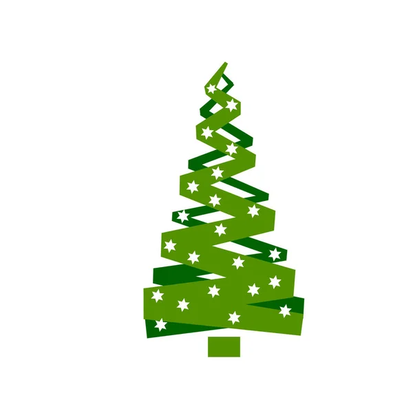 Grüne Weihnachtsbaum Vektorillustration Symbol Neujahrspostkarte — Stockvektor