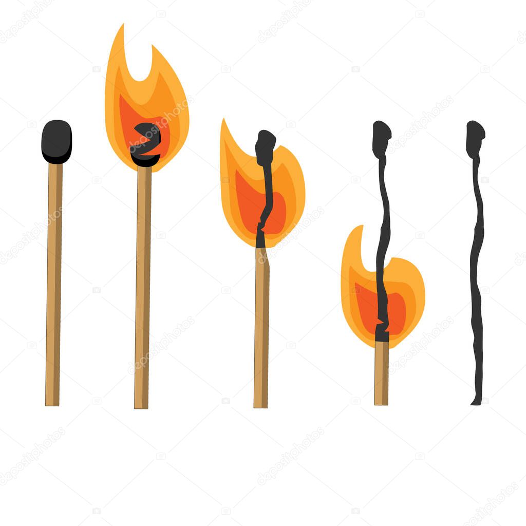 safety matches falme burnt vector illustration on white background