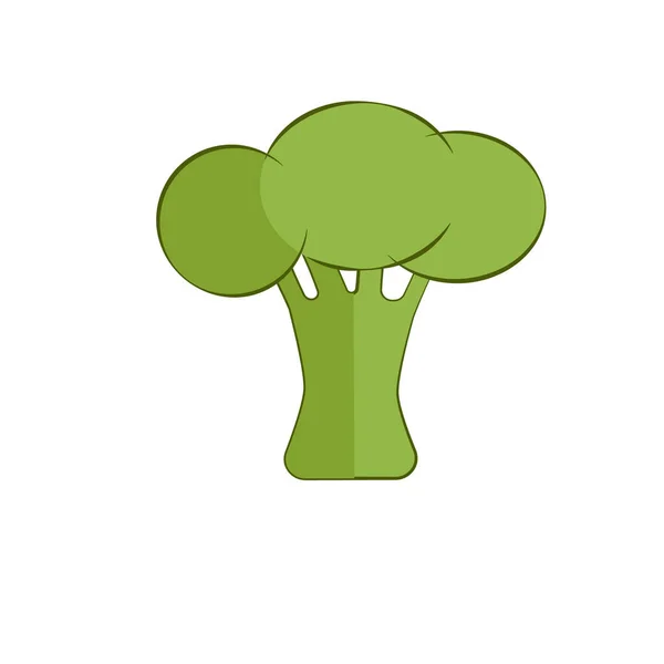 Vektor Platt Illustration Söt Broccoli Tecknad Stil — Stock vektor