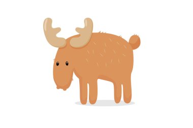 Geyik Vektörü İllüstrasyonu. Basit, şirin bir tasarım. Renk düz biçimi.