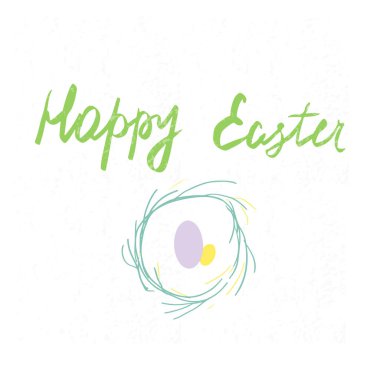 Vektör harfleri. Mutlu Paskalyalar. Yazdır ve web tebrik kartı tasarımı. Beyaz arkaplanda doku olan yeşil metin. EPS 10.