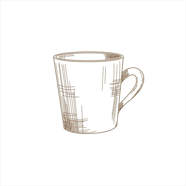 Vector Illustration Cute Doodle Style Coffee Tea Cup Isolated Icon — Stock Vector