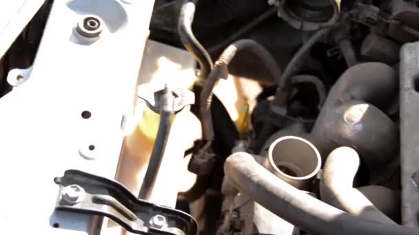 Motor de coche, mirada de primer plano — Vídeo de stock