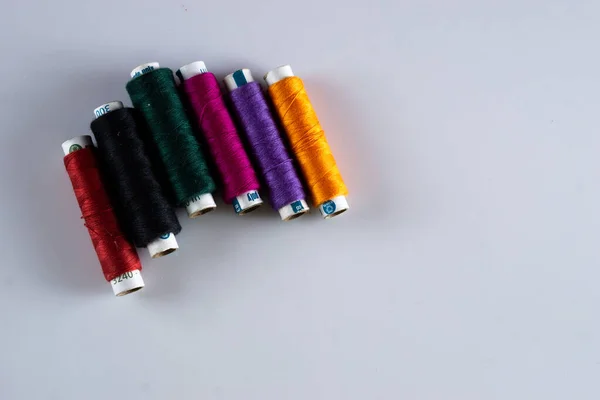 Tailoring Stitching Thread Rolls White Background — Stock Photo, Image