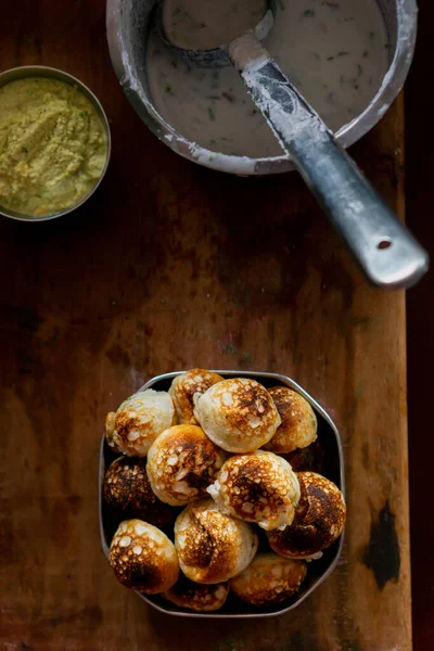 Südindische Leckere Hausgemachte Paddu Konzentriert Sich Auf Die Wichtigsten Lebensmittel — Stockfoto