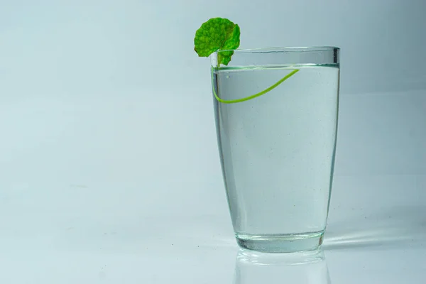 Fresco Saludable Vaso Agua Tierna Coco Sobre Fondo Blanco —  Fotos de Stock