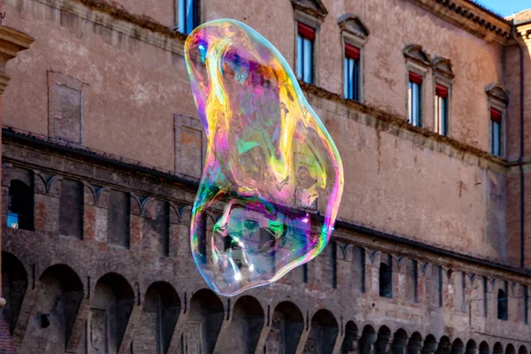 Big Soap Bubble Piazza Maggiore Bologna Italia — Foto Stock