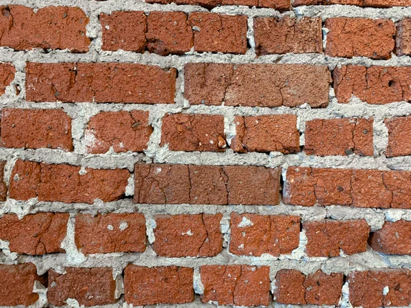 Mattone Muro Rosso Close Texture Sfondo Una Vecchia Casa Mattoni — Foto Stock