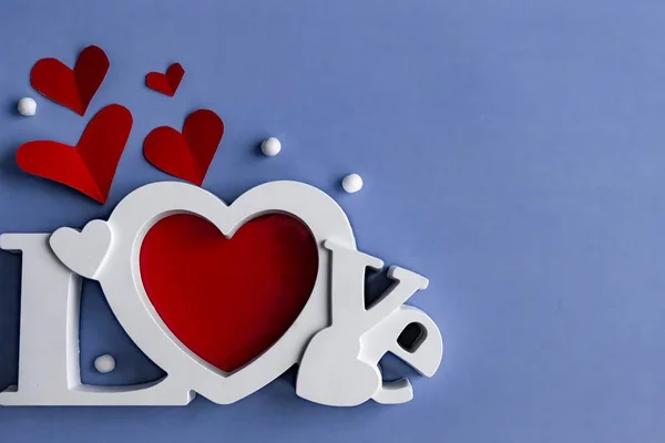 Flacher Valentinstag Viel Platz Für Den Text Großer Schriftzug Liebe — Stockfoto