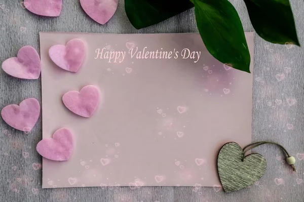 Flat Lay Valentines Day Place Text Pink Background — Stock Photo, Image