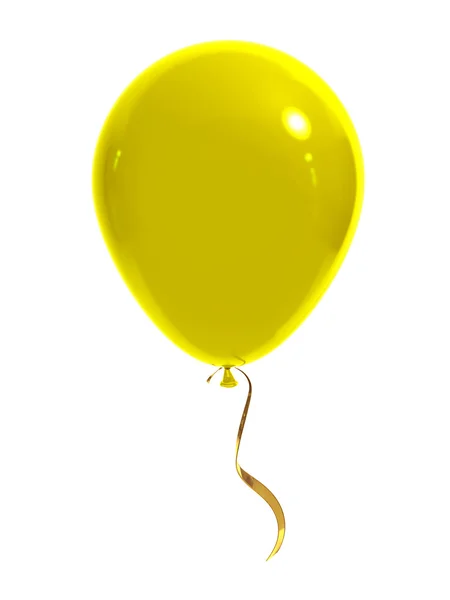 Żółty balon, ze złotą tasiemką — Zdjęcie stockowe