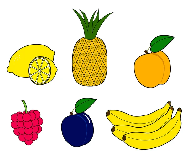 Conjunto de fruta estilizada . — Archivo Imágenes Vectoriales