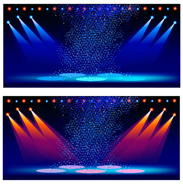 Variants of illumination of a concert scene — Stock Vector