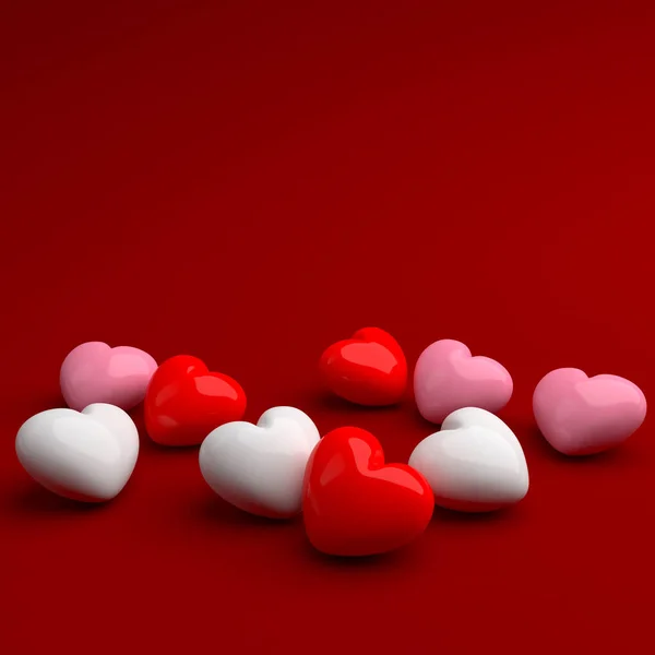 Hearts Red Background Illustration Background Design Projects Valentine — Stock Photo, Image