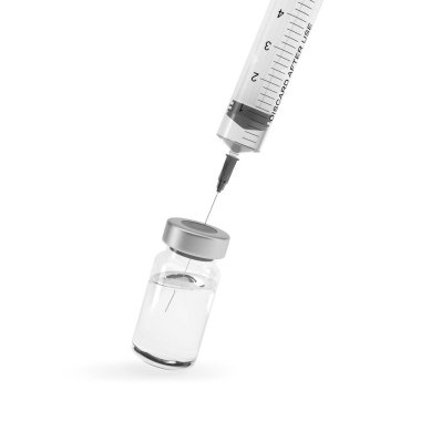 Yeni Coronavirus 'a karşı aşı. Aşıyla hazırlanmış bir şırınga. Tıbbi konsept.