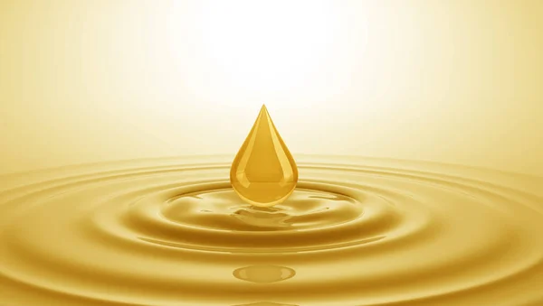 Drop of oil falls onto the surface of the oil. 3D illustration