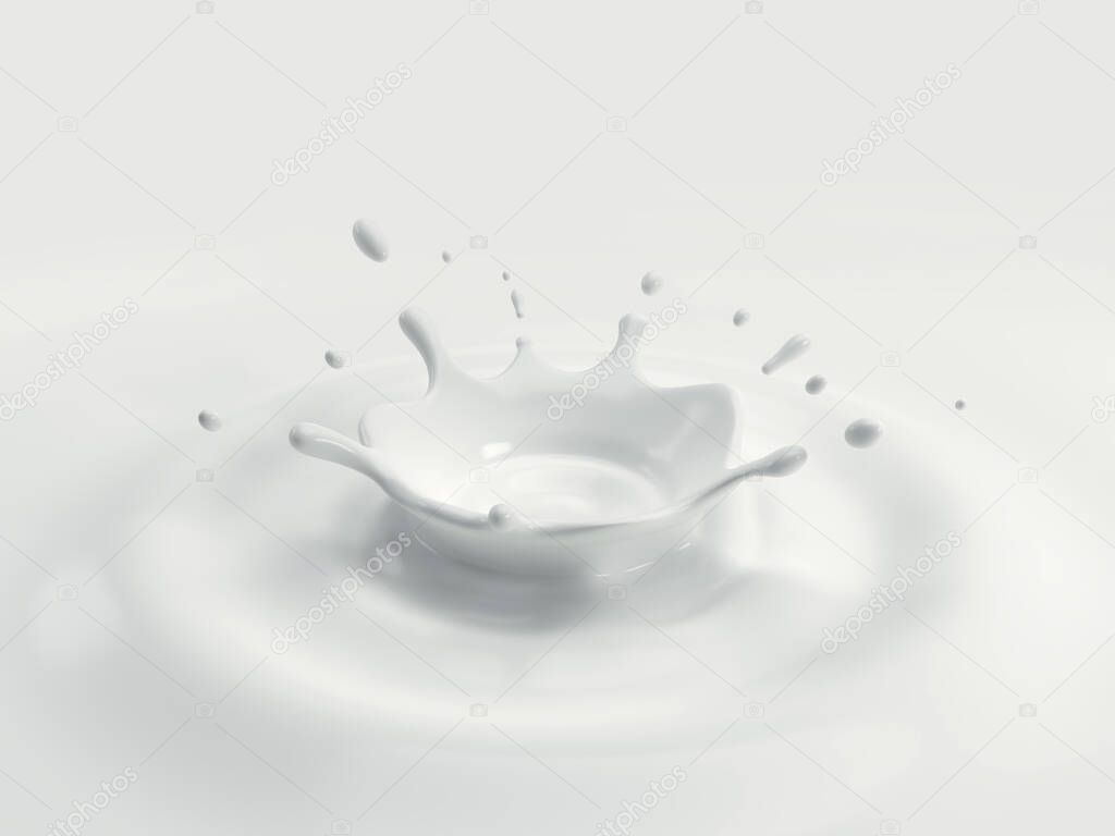 Milk splash. Close-up with splashes. 3D illustration