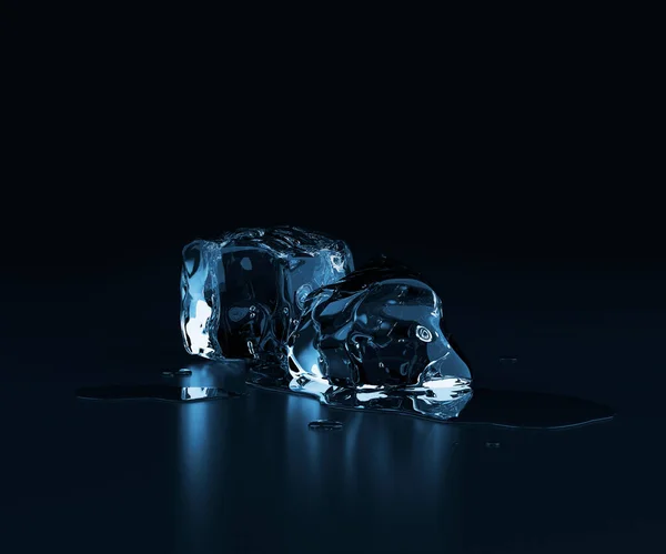 Ledové Kostky Kapkami Vody Černém Pozadí Vykreslení — Stock fotografie