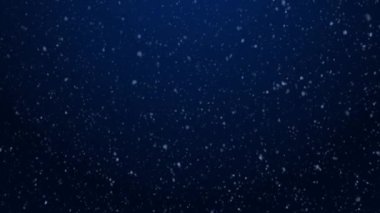 Koyu mavi arka planda uçan kar. 4K hareket grafikleri döngülendi