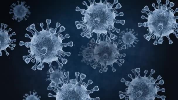 電子顕微鏡でのコロナウイルス細胞 4Kモーショングラフィックス — ストック動画