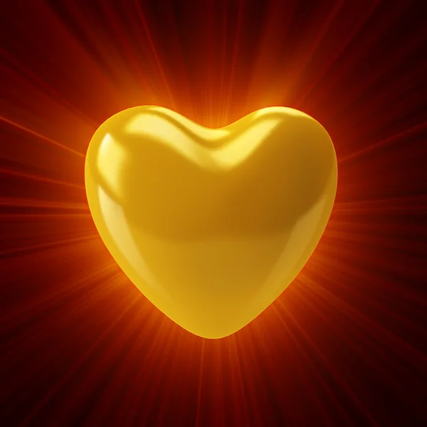 Corazón dorado brillante — Foto de Stock