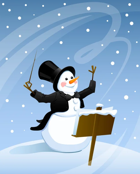 Snowman conductor tormenta de nieve — Vector de stock