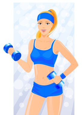 Fitness kız egzersizleri dumbbells ile