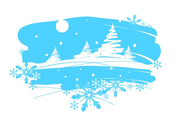 Paysage d'hiver, brosse à dessin — Image vectorielle