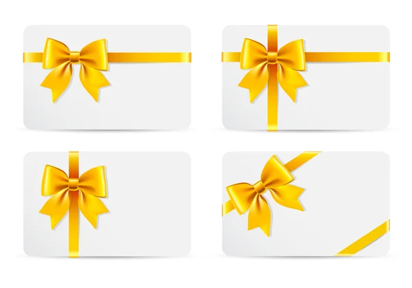 Conjunto de tarjetas de regalo con lazo dorado — Vector de stock