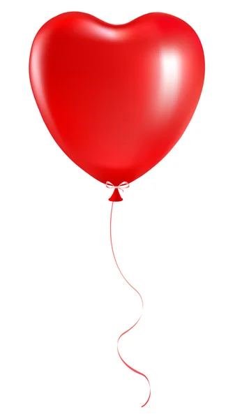 Rode ballon in de vorm van een hart op een witte achtergrond — Stockvector