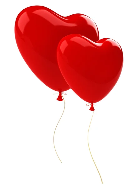 Dos globos rojos corazones —  Fotos de Stock