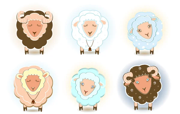 Sheep , white horses — Stockvector