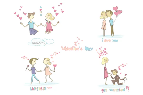 Valentine's Day cards, cartoon cards — Stock Vector