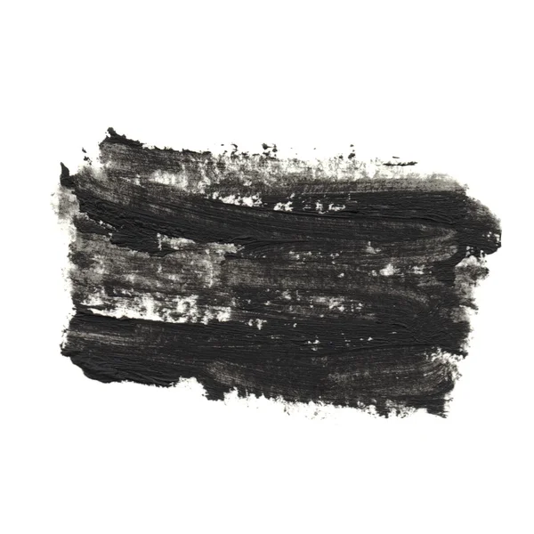 Respingo de tinta preta isolada sobre fundo branco. material real. mãos desenhadas. forma retangular — Fotografia de Stock