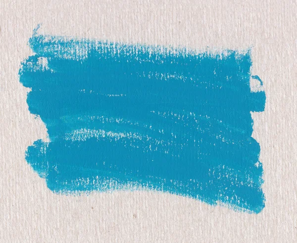 Textured spot of blue paint on the background of  grey paper. real material. hands drawn. rectangle shape — Stock Photo, Image