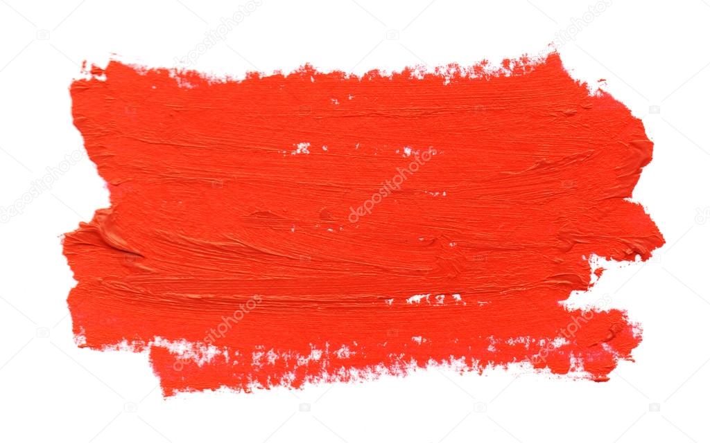 Splash of red paint isolated on white background. real material