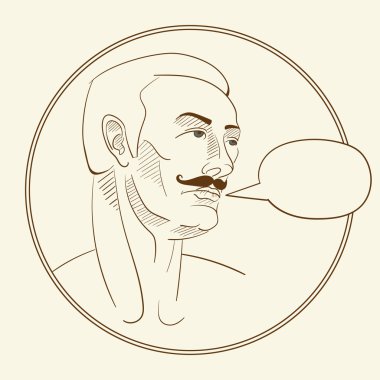 vintage erkek baş vektör çizim