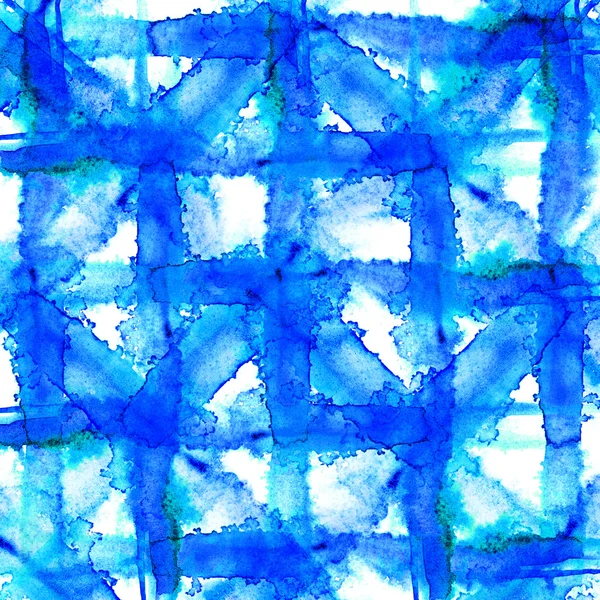 Azul checkered fundo aquarela — Fotografia de Stock