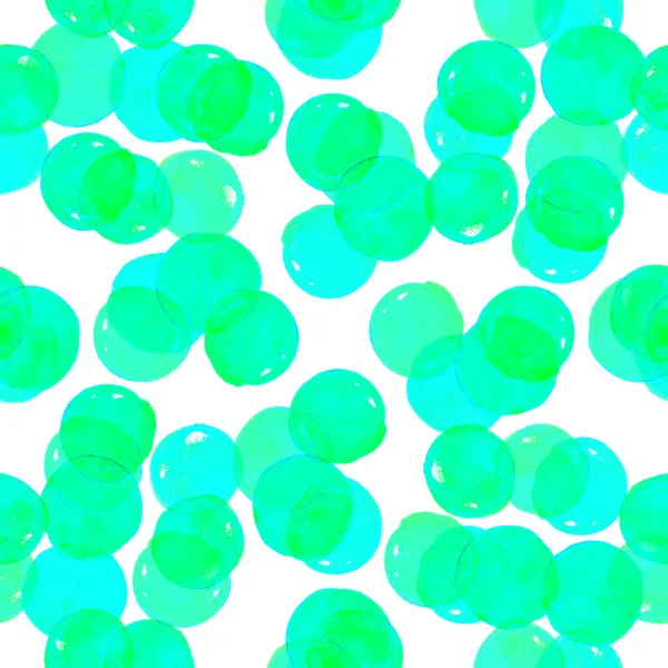 Sömlös bakgrund med handritade gröna akvarell cirklar — Stockfoto