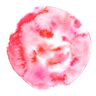 beyaz bir arka plan üzerinde izole kırmızı ve pembe boya sıçrama. gerçek malzeme. eller çizilir. yuvarlak şekil