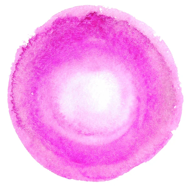 Splash van roze verf geïsoleerd op een witte achtergrond. echte materiaal. handen getrokken. ronde vorm — Stockfoto