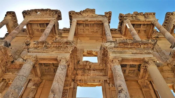 Facade Ephesus Efes Historical Ancient City Roman Empire Selcuk Turkey — Stok fotoğraf