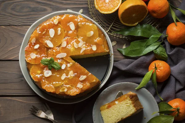 Торт Апельсиновым Желатином Миндалем — стоковое фото