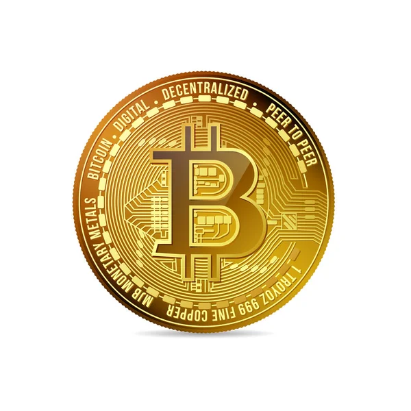 Gold Bitcoin Coin Cryptocurrency Gold Coin Symbol Bitcoin Realistic Vector Illustrazioni Stock Royalty Free